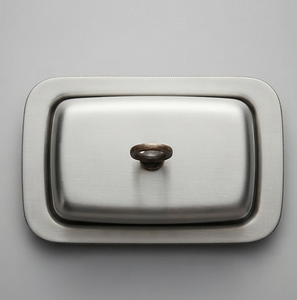 Vaisselle de cuisine minimaliste en acier inoxydable, plateau à beurre rectangulaire avec couvercle, plateau à fromage, préservation de la fraîcheur - Product Image 3