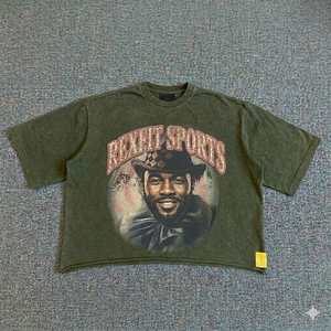 T-shirt noir délavé pour homme REXFIT SPORTS, coupe ample, col rond, coton, streetwear décontracté, tee-shirt personnalisé - Product Image 4