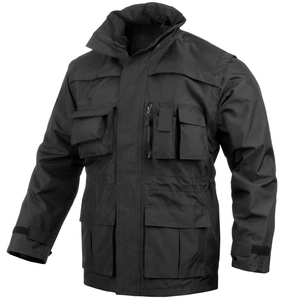 Veste de sécurité noire multi-poches, veste de travail à capuche, uniforme de sécurité extérieur, veste coupe-vent durable, manteau de terrain - Product Image 4