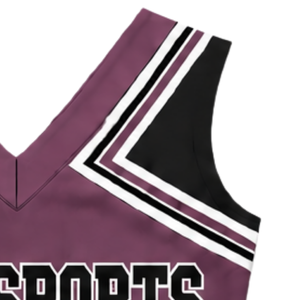 Haut d'uniforme de cheerleading bordeaux sans manches, col en V, pour femmes et filles, idéal pour les spectacles de danse d'équipe et les compétitions - Product Image 4