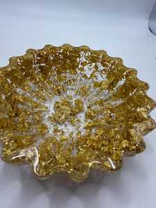 Cuenco de Resina Royal Gold Flake Bowl Imperial Gold Luxe Dish Golden Treasure Regal Shine Art Bowl Pure Gold Essence Platter - Product Image 2