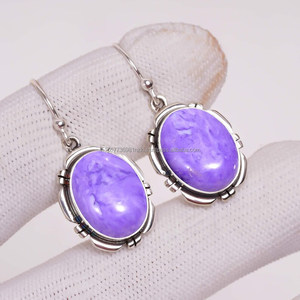 Pendiente de Plata de Ley 925 hecho a mano, pendiente de piedra, pendiente hecho a mano, pendiente para mujer, regalo para ella - Product Image 1