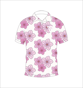 Polo personnalisé à imprimé floral rose pour homme, manches courtes, décontracté, respirant, léger, tendance, pour le golf - Product Image 1