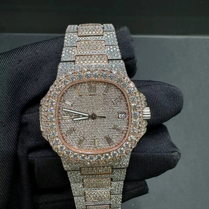 นาฬิกาโมอิสซาไนต์แบบฝังเพชรเต็มเรือนสำหรับผู้ชาย หน้าปัดเพชร VVS ระบบควอตซ์อัตโนมัติ สไตล์ฮิปฮอป - Product Image 1