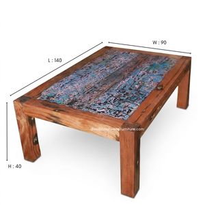 Mesa de Centro de Madera Rústica Resistente, Hecha a Mano, Estilo Minimalista, Vintage, Industrial, Muebles para Sala de Estar, Madera de Barco Reciclada - Product Image 1