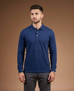 Polo en maille à manches longues pour homme, couleur unie personnalisée, style décontracté chic, respirant, avec poche, coupe classique, conception OEM - Product Image 5