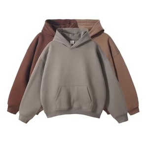 Hoodie zippé épais et surdimensionné en coton 100% lourd, couleur unie, épaules tombantes, col ras du cou en tissu éponge, unisexe, brodé personnalisé - Product Image 1