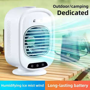 <b>USB</b> <b>Plug</b>-In Rechargeable Ice Mist Air Conditioner Fan Touch Screen Plastic Material 280mL Water Tank 2 Nozzles 8W Air Cooler - Product Image 4