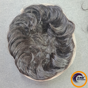 Toupee Afro Rizado de Cabello Humano Remy Indio para Hombre con Cierre de Encaje HD, Base de PU y Nudos Decolorados - Product Image 3