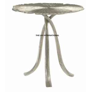 Table d'appoint en aluminium à prix abordable, plateau aspect feuilles, faite à la main, pour salon et chambre à coucher - Product Image 1