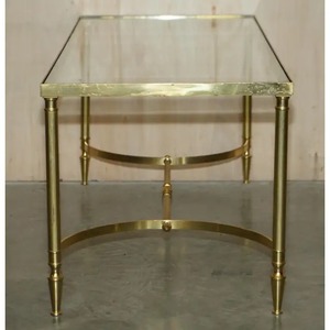 Table basse rectangulaire avec plateau en verre, structure en métal, table centrale, mobilier moderne pour salon - Product Image 4