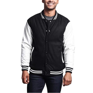 Buy Blank Plus Size Geometric Stand Collar Varsity Jackets Wholesale Puff Printing Custom Logo <b>Men</b> Unisex - Product Image 1