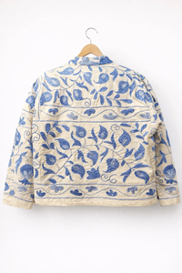 Chaqueta de algodón Suzani bordada a mano con motivos florales, cuello alto, estilo bohemio, manga larga, acolchada, para mujer, ropa de abrigo de invierno y primavera. - Product Image 5