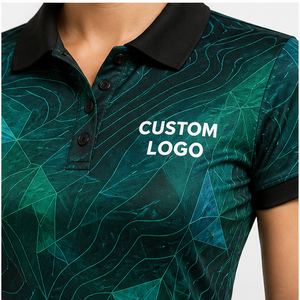 Polo Personalizado para Mujer, Color Verde Esmeralda, Diseño Abstracto de Polígono, Secado Rápido, Transpirable, Manga Corta, Uniforme de Golf, WPS-0843 - Product Image 5
