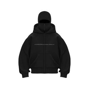 Hip Hop Clothing Manufacturer Custom Hoddie Unisex Winter <b>Sherpa</b> Fleece Mask Face Zip up Balaclava <b>Hoodies</b> for Men 100% Cotton - Product Image 5