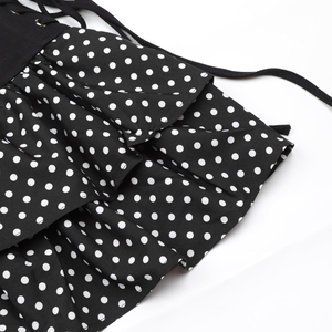 Premium Quality Women's <b>Black</b> Polka Dot Mini <b>Skirt</b> High Waist A Line Pleated <b>Tiered</b> Ruffle Lace Up Short <b>Skirt</b> - Product Image 6