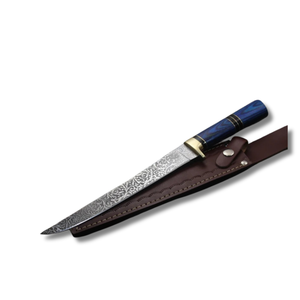 Handmade Stainless Steel Industrial Grade Professional Fish Fillet Knife Wood Handle Slide Open Blade Leather Sheath 3-Year - Product Image 1