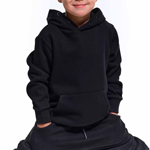 <b>Boys</b> <b>Black</b> Hooded <b>Tracksuit</b> Solid Color Full Sleeve Winter Cotton Pants Set with Side Pockets Acid Wash 2027 - Product Image 3