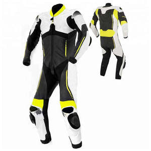 Men's Black White Yellow Color Blocked Leather Motorcycle <b>Racing</b> genuine Suit Full Sleeve Breathable All Seasons Adult <b>jackets</b> - Product Image 1