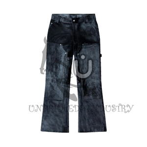 Double Knee Cowhide Pants Black - Product Image 2