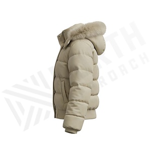 Chaqueta Acolchada con Capucha de Piel, Cierre de Botones, Resistente al Viento, Relleno Grueso de Poliéster, Manga Larga, Color Sólido, Abrigo para Mujer - Product Image 3