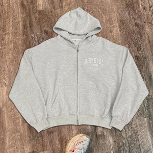Sweat à capuche zippé personnalisé YITE de haute qualité pour hommes, 100 % coton épais, coupe courte, brodé - Product Image 4