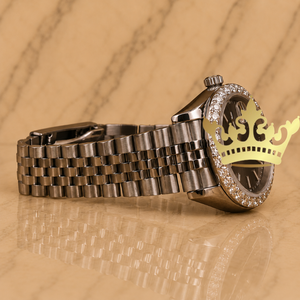 Premium Rose Gold Brown Dial Full Diamond Watch Men Luxury Bracelet Watch - Product Image 2