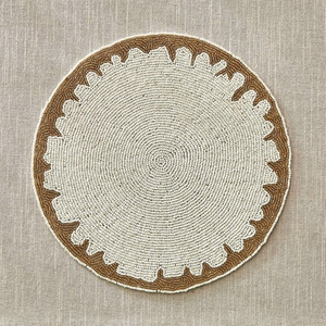 Embroidery <b>Seed</b> Beaded Placemat High Selling Luxury Eco-Friendly Beaded Placemats Best Price - Product Image 2