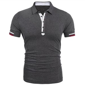 Camiseta de Manga Corta para Hombre, 100% Algodón, Color Gris Sólido, Informal, Tejida, Transpirable, Antiarrugas, con Bolsillo, Corte Regular, Rojo, Blanco, Azul - Product Image 5