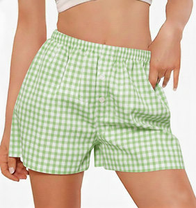 Shorts de Verano Personalizados para Mujer, Transpirables, con Botones, Casuales, 100% Algodón, Felpa, Cintura Elástica, para Dormir - Product Image 2