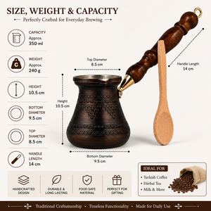 Handcrafted Black Copper Turkish Coffee Pot Cezve Ibrik Wooden Handle <b>Arabic</b> Greek Espresso Coffee Maker Milk Warmer Giftware - Product Image 5