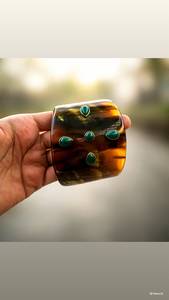New High Quality Eco-Friendly Organic Material Buffalo Horn Cuff-Links Stone Bracelet Polished Customized HF Modern Christmas - Product Image 2