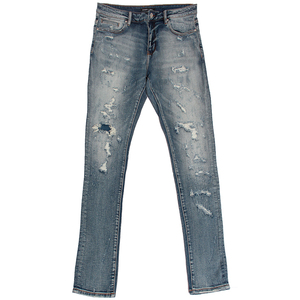 Casual Look <b>Mens</b> Distressed Slim Fit <b>Jeans</b> Blue Sand Mid Waist Ripped Denim Tapered Leg Rugged Streetwear <b>Mens</b> Distressed - Product Image 3