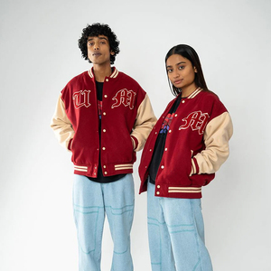 Unisex Varsity Letterman <b>Jacket</b> Wool Blend Embroidered <b>Baseball</b> Bomber <b>Jacket</b> Snap Button College Streetwear OEM Factory - Product Image 4