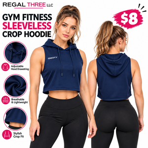 Regal Three - Top Corto con Capucha para Mujer, Ropa de Gimnasio, Sin Mangas, Sudadera Corta con Capucha, Ropa Deportiva Transpirable, Top Corto con Capucha - Product Image 1