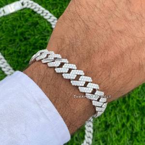 Hot Selling Iced 12mm 7inch Cuban Link Pass Moissanite Tester Hip Hop Children's 925 Silver Rhodium Plated Trendy Bracelet - Product Image 5