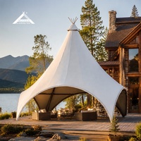 Tente de glamping BOTEEN Factory avec membrane 950G, structure en acier 76-88mm, tuyau 80x100, paroi PVC 0.8mm, doublure AluCotton 240g, tissu élastique, idéale pour les centres de villégiature