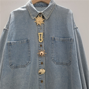 Chemise en jean délavé à manches longues pour femme Muzamin Apparel, coupe classique, style vintage, polyester/coton, séchage rapide, haute qualité - Product Image 3