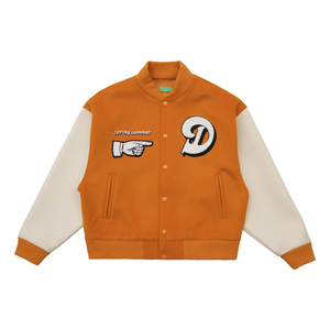 เสื้อแจ็คเก็ตวาร์ซิตี้ผู้ชาย สีน้ำตาลครีม ปักตัวอักษร M 02 สไตล์เพรปปี้ ผ้าฝ้ายผสม ทรงปกติ ปกคอพับ สำหรับฤดูใบไม้ร่วง - Product Image 5