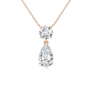 Pendentif en diamant de laboratoire rond et en forme de poire certifié IGI, cadeau de fiançailles pour elle, en or 10K, 14K, 18K, argent 925, 935 - Product Image 3