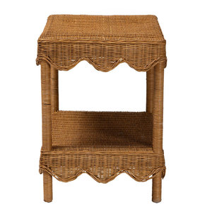 Bohemian Honey Light Mesa auxiliar de ratán festoneada Mesas de centro elegantes con estilo único - Product Image 1