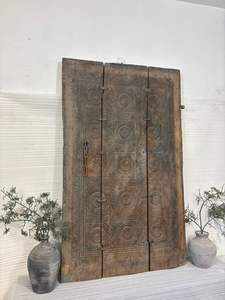 Authentique panneau de porte tribal indien du XIXe siècle, sculpté à la main en bois, Orissa, exquis, rustique, antique, pour la maison, le bureau, la salle à manger - Product Image 2