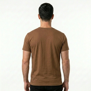 Camiseta de Algodón Marrón para Hombre, Cuello Redondo, Manga Corta, Corte Regular, Estilo Casual, Tejido Jersey, Color Sólido - Product Image 2