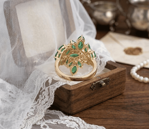 Anillos de Acero Inoxidable Modernos con 12 Piedras de Nacimiento, Laurel Verde, Oro, Circonita Cúbica, Diamantes, Regalo de Cumpleaños - Product Image 3