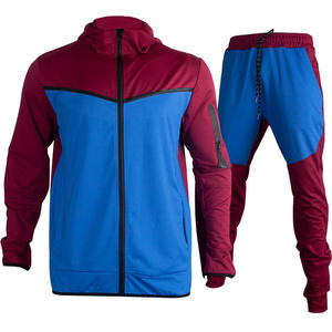 Men's Hooded Tracksuit <b>Set</b> Color Blocking Sporty Full Sleeve Breathable Polyester Cotton Autumn Wear Regular Fit Drawstring Pant - Product Image 3