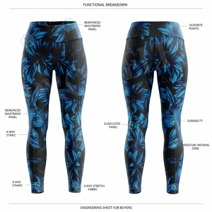 Leggings de yoga pour femmes à imprimé floral tendance, séchage rapide, pour la musculation, la gym, la course et l'entraînement, avec effet ventre plat - Grande Vente - Product Image 2