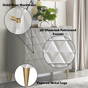 Mobiletto Consolle Anson in Finitura Argento Metallizzato e Champagne Categoria Prodotto: Comò - Product Image 6