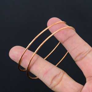 Belladec Premium Quality Crafted Women's Classic Accessory Set Two Handmade <b>Copper</b> <b>Bangles</b> Minimalist Stackable Thin Bracelet - Product Image 3
