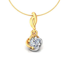 Yellow Gold Diamond Pendant With Round Brilliant Cut Center For Women's Engagement Jewelry - Product Image 3