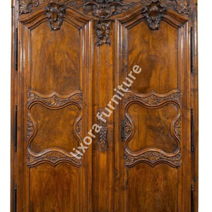Armario de Madera Maciza de Lujo Hecho a Mano con 2 Puertas, Tallado Ornamentado Estilo Rococó Francés, Armario Antiguo de Nogal - Product Image 3
